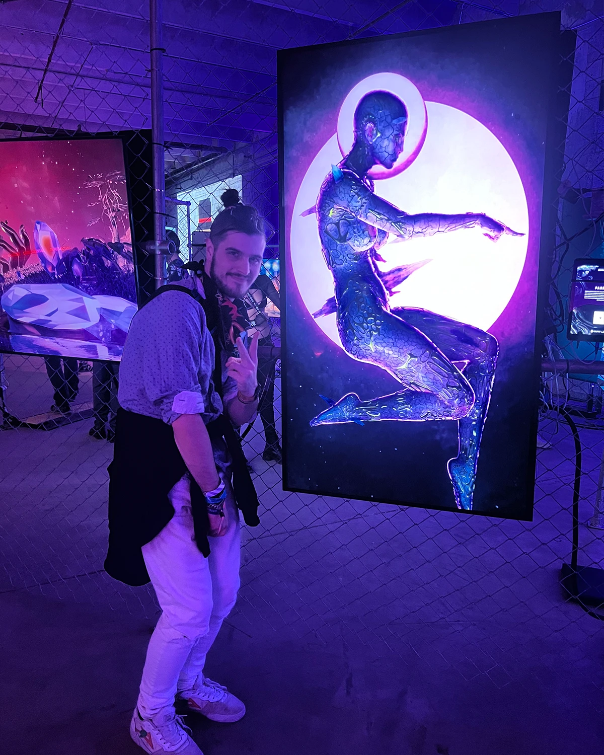 Installation view of An Angel Called Fate on digital display